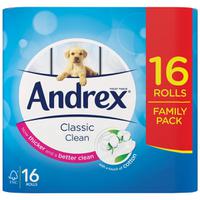 Andrex Classic Clean Toilet Rolls 2-ply 24.8m White Ref 1102122 [Pack 16]