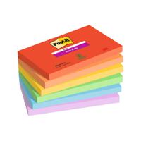 Post-it?? Super Sticky Notes, Playful Colour Collection, 76 mm x 127 mm, 90 Sheets/Pad, 6 Pads/Pack