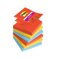 Post-it?? Super Sticky Z-Notes, Playful Colour Collection, 76 mm x 76 mm, 90 Sheets/Pad, 6 Pads/Pack