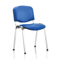 Trexus ISO Stacking Chair Without Arms Blue Vinyl Chrome Frame Ref BR000072