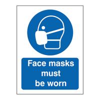 Face Masks Must Be Worn Sign , 200 x 300mm , Semi Rigid Plastic