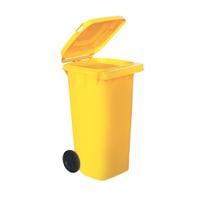 Wheelie Bin High Density Polyethylene with Rear Wheels 120 Litre Capacity 480x560x930mm Yellow