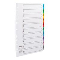 Concord Index 1-10 Multipunched Mylar-reinforced Multicolour-Tabs 150gsm Extra Wide A4+ White Ref CS97