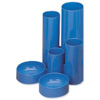 5 Star Office Desk Tidy with 6 Compartment Tubes Blue