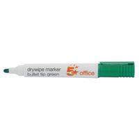 5 Star Office Drywipe Marker Xylene/Toluene-free Bullet Tip 3mm Line Green [Pack 12]