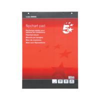 5 Star Office FSC Flipchart Pad 70gsm Plain Perforated Punched 2 Holes 40 Sheets A1 [Pack 5]