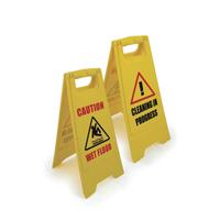 Single A Frame Sign 2 Sided 2 Messages Caution Wet Floor/Cleaning in Progress Yellow