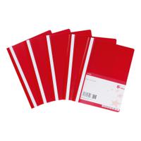 5 Star Office Project Flat File Lightweight Polypropylene with Indexing Strip A4 Red [Pack 5]