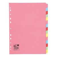5 Star Office Subject Dividers 15-Part Recycled Card Multipunched 155gsm A4 Assorted
