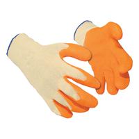 Latex Gloves Polyester Cotton Large Orange [12 Pairs]
