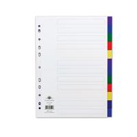 Concord Dividers 12-Part Polypropylene Reinforced Coloured-Tabs 120 Micron A4 White Ref 65999
