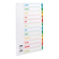 Concord Index Jan-Dec Mylar-reinforced Multicolour-Tabs Punched 4 Holes 150gsm A4 White Ref 02401/CS24