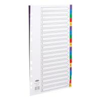 Concord index 1-20 Polypropylene Multipunched Reinforced Multicolour-Tabs 120 Micron A4 White Ref 66599