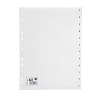 5 Star Office Index 1-12 Polypropylene Multipunched Reinforced Holes 130 Micron A4 White