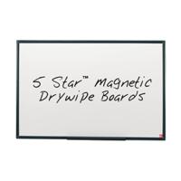 5 Star Office Magnetic Drywipe Board Steel Trim with Fixing Kit and Detachable Pen Tray W1800xH1200mm