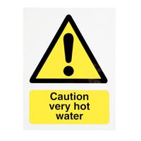 Stewart Superior Caution Very Hot Water Signs W75xH50mm Self-adhesive Vinyl Ref KS001SAV [Pack 5]