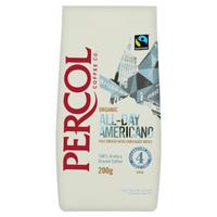 Percol Fairtrade All Day Americano Ground Coffee Organic Arabica High Roast 200g Ref 0403154