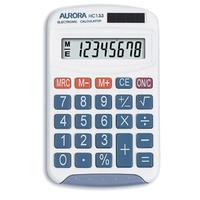 Aurora Handheld Calculator 8 Digit 3 Key Memory Solar and Battery Power 70x15x115mm White Ref HC133