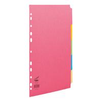 Concord Bright Subject Dividers 5-Part Card Multipunched 160gsm A4 Assorted Ref 50699