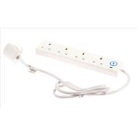 Extension Lead Power Surge Strip with Spike Protection 4 Way 2 Metre White