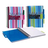 Pukka Pad Project Book Wirebound Perforated Ruled 3-Divider 80gsm 250pp A5 Assorted Ref PROBA5 [Pack 3]