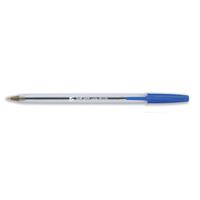 5 Star Office Ball Pen Clear Barrel Medium 1.0mm Tip 0.4mm Line Blue [Pack 50]