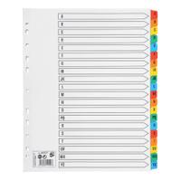 5 Star Office Maxi Index A-Z Multipunched Mylar-reinforced Multicolour-Tabs 160gsm Extra Wide A4+ White