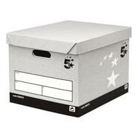 5 Star Office Storage Boxes with Lid Grey Archive for 5 A4 Lever Arch Files 908978