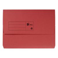 5 Star Office Document Wallet Half Flap 285gsm Recycled Capacity 32mm A4 Red [Pack 50]