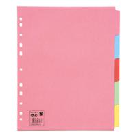 5 Star Office Subject Dividers 5-Part Recycled Card Multipunched 155gsm Extra Wide A4+ Assorted