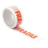 5 Star Office Printed Tape Fragile Polypropylene 48mmx66m Red Text on White [Pack 6]