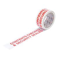 5 Star Office Printed Tape Contents Checked and Sealed Polypropylene 48mmx66m Red Text on White [Pack 6]