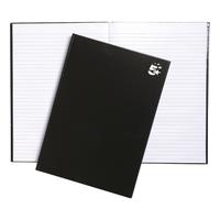 5 Star Office Notebook Casebound 75gsm Ruled 160pp A4 Black [Pack 5]