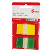 5 Star Office Index Flags 50 per Pack 25mm Yellow and Green [Pack 2]