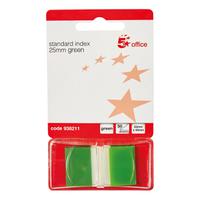 5 Star Office Standard Index Flags 50 Sheets per Pad 25x45mm Green [Pack 5]