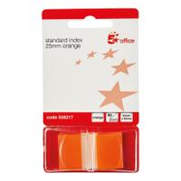5 Star Office Standard Index Flags 50 Sheets per Pad 25x45mm Orange [Pack 5]
