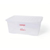 5 Star Office Storage Box Plastic with Lid Stackable 45 Litre Clear