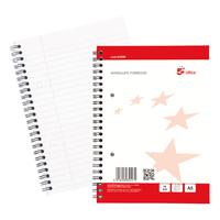 5 Star Office Notebook Wirebound 70gsm Ruled with Margin Perf Punched 2 Holes 100pp A5+ Red [Pack 10]