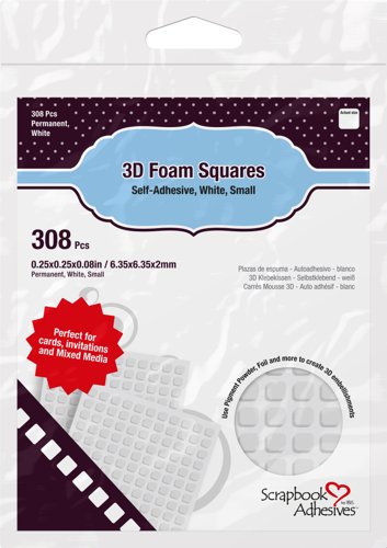 3D Foam Squares White Pack of 308