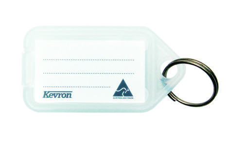 Kevron 56x30mm Clear KeyTags Pack of 100 in Display Box