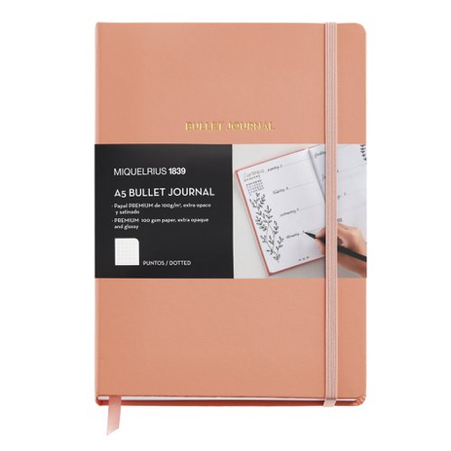 Miquelrius A5 Bullet Journal Notebook Apricot with 96 Sheets Dotted