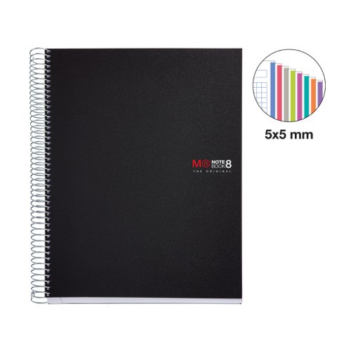 Miquelrius Basics A4 Spiral Notepad Black with 200 Sheets Gridded