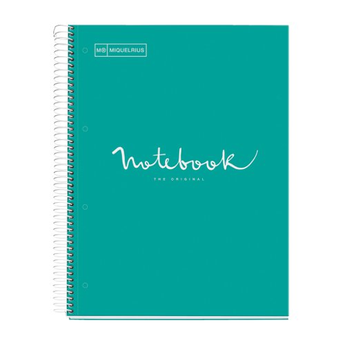 Miquelrius Emotions A4 Spiral Notepad Turquoise with 120 Sheets Gridded