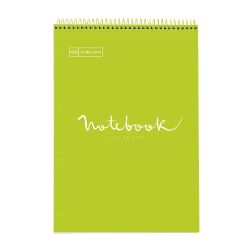 Miquelrius Emotions A4 Spiral Flip Notepad Lime with 80 Sheets Gridded