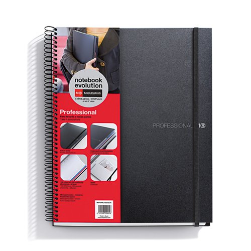 Miquelrius Professional A4 Spiral Notepad Black with 120 Sheets Gridded and Plain