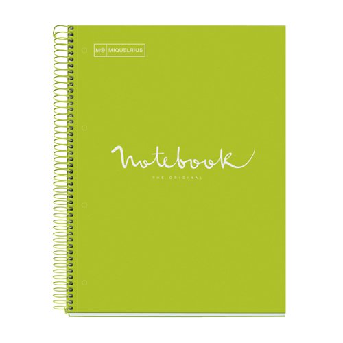 Miquelrius Emotions A4 Spiral Notepad Lime with 80 Sheets Lined
