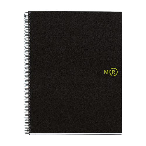 Miquelrius Basics A4 Recycled Spiral Notepad Black with 120 Sheets Gridded