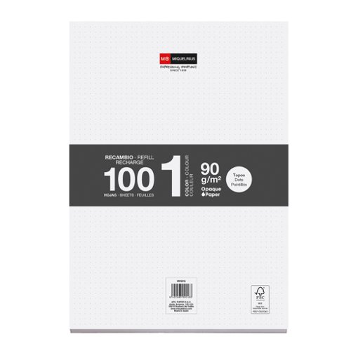 Miquelrius A4 Refill Paper without Holes 100 Sheets Dotted