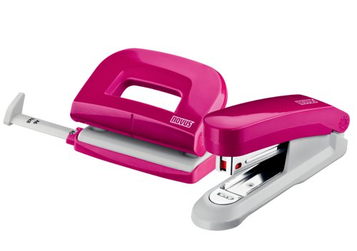 Novus Stapler and Hole Punch Twinset Pink with 1000 Staples