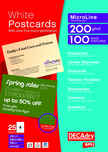 Decadry Postcards White 200gsm Pack of 100